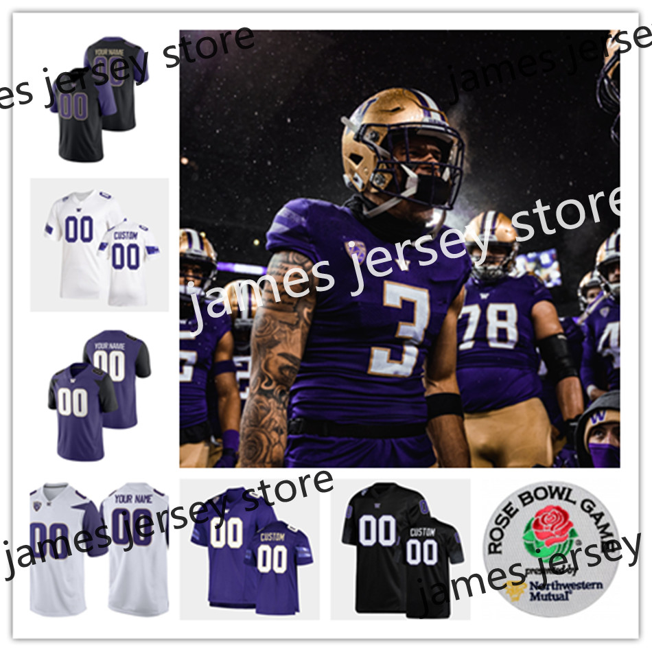 

Mens Custom NCAA Washington Huskies Football Jersey 10 Patrick O'Brien 15 Daniel Heimuli 16 Rome Odunze 5 Sean McGrew 1 Terrell Bynum 3 Jeremiah Martin 22 Cameron Davis, White