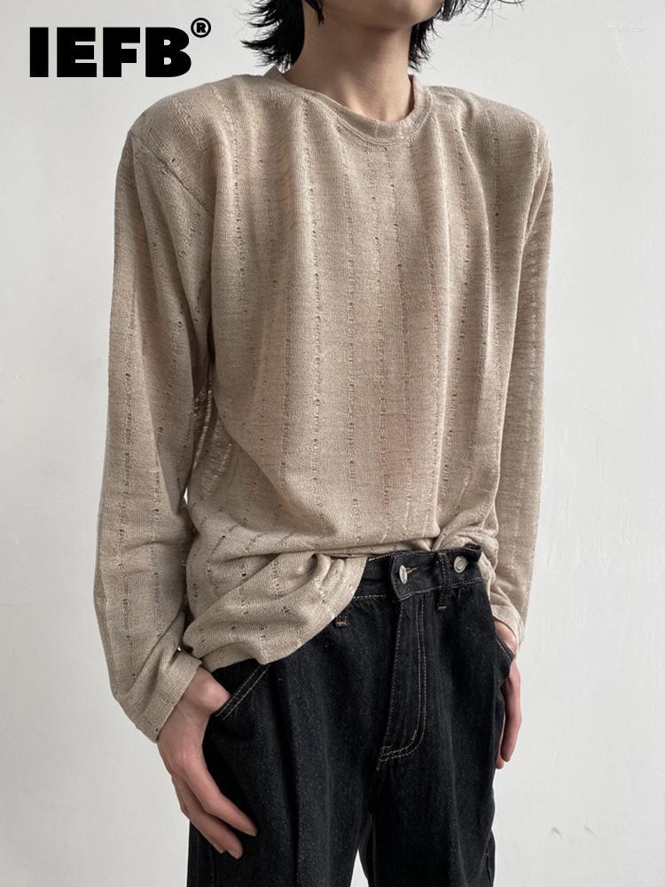 

Men' T-Shirts Personalized Hollow Design Korean Style Men' Casual Long-sleeved T-shirt 2022 Solid Color Loose Top 9A1781Men' Mild22, Black