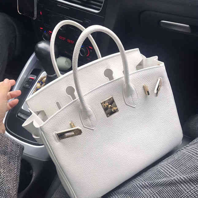 

Designer Herme Birkins Bags Leather White Lady's Bag Fairy's Bag Lady's Handbag One Shoulder Messenger Bag