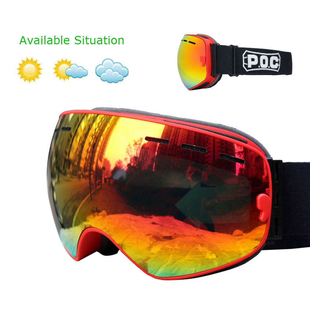 

POC double layers antifog Ski Goggles Snowmobile ski mask skiing glasses snow snowboard men women googles
