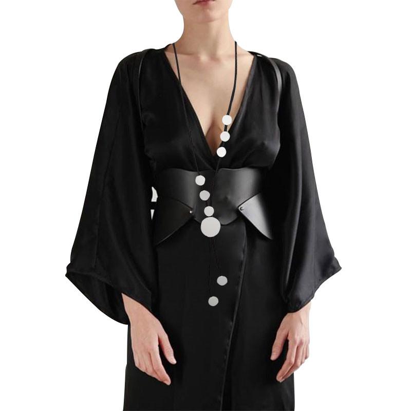 

Pendant Necklaces YD&YDBZ Silver Color Metal Small Round Long Necklace For Women Gothic Leather Rubber DIY Handmade Jewelry GiftPendant