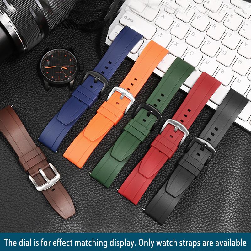 

Watch Bands Quality Fluoro Rubber Strap20mm 21mm 22mm 24mmSport Watchband Black Green Wristband With Quick Release Spring Bar Bracelet