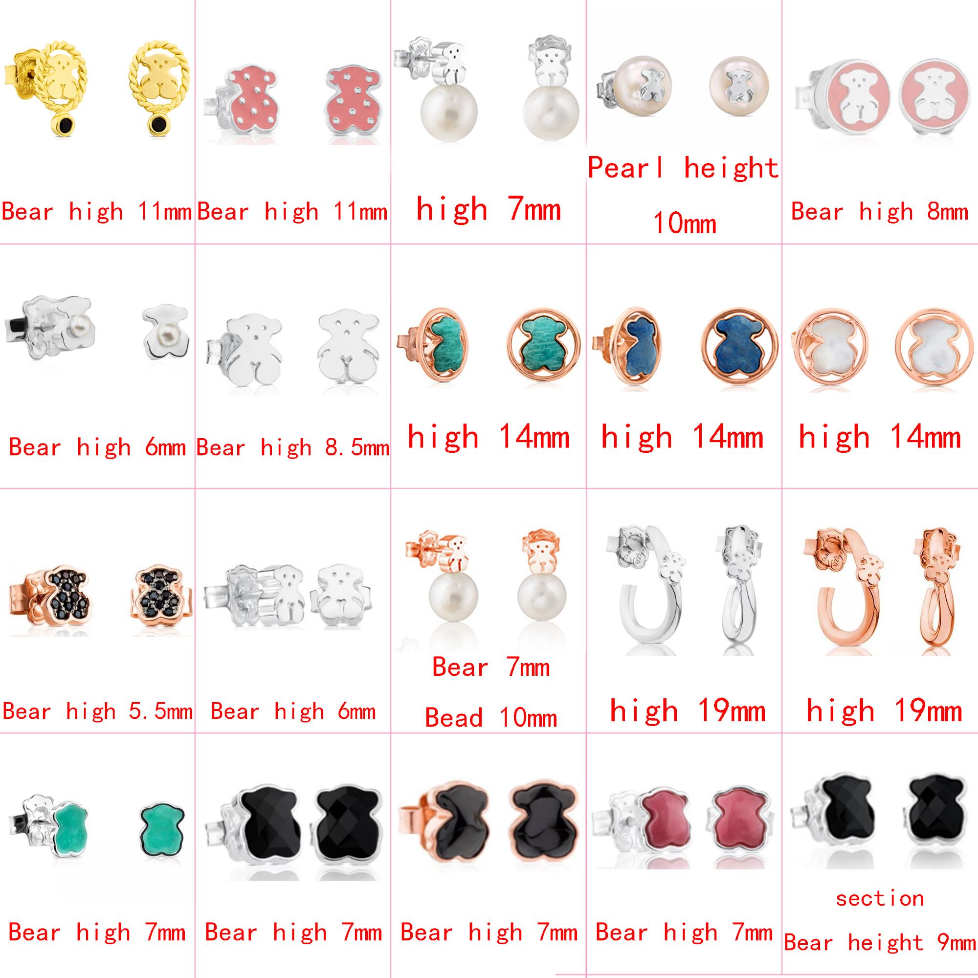 

stud 2021 100% 925 sterling silver cute bear earrings fashion classic perforated earrings jewelry manufacturer wholesale