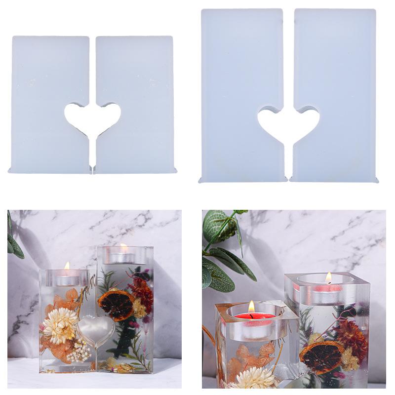 

Craft Tools Creative Epoxy Mold 2pcs Cuboid Love Candle Holder Silicone DIY Jewelry Wedding Party Christmas Decoration For Wholesale