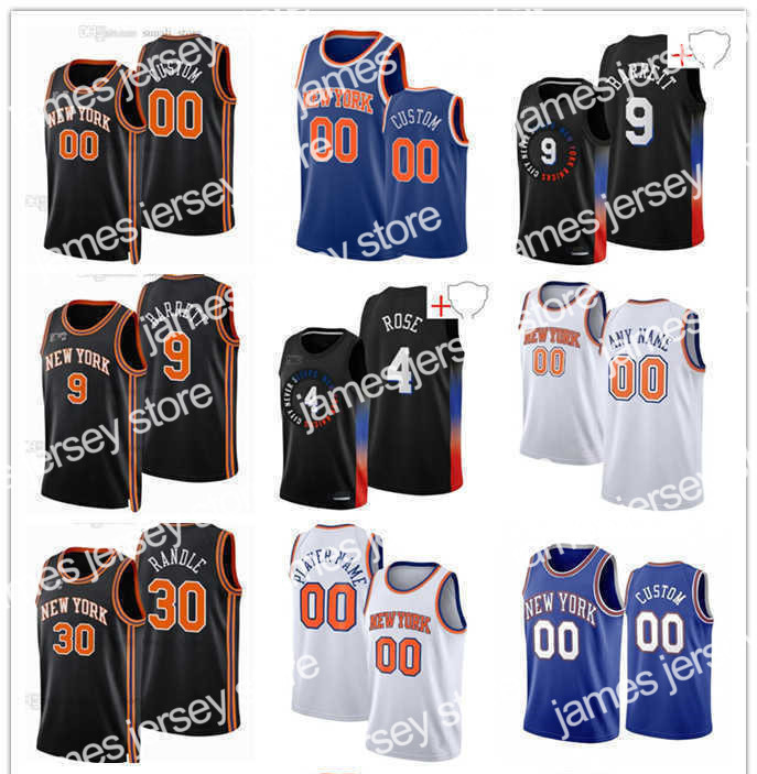 

James 75th Custom Jersey MEN Womens New York''Knicks''Youth RJ 9 Barrett Julius 30 Randle Derrick 4 Rose Alec 18 Burks Basketball Jerseys, Color