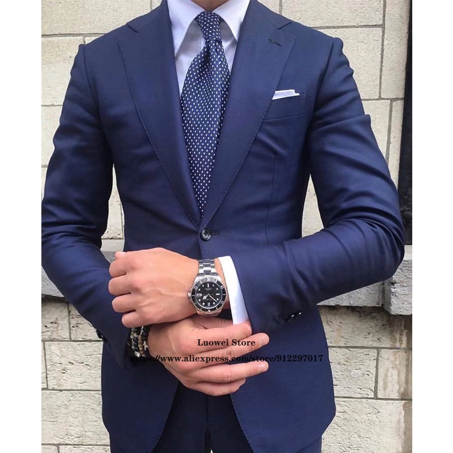 New Men's Suits Classic Formal Business 2 Piece Blazer Sets Vintage Male Wedding Groom Tuxedo Ternos Masculino (Jacket+Pants)-image-758680531