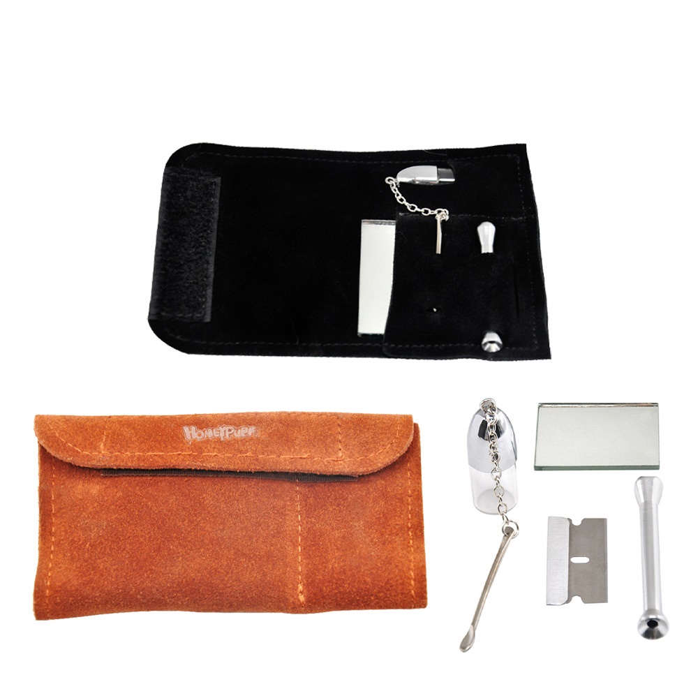 

Smoking Pipe Snuff with Leather Tobacco Pouch Sniffer Kit Bullet Set Snorter Snuff Tool Straw Hooter Hoover Makeup Powder Dispenser Formax 420