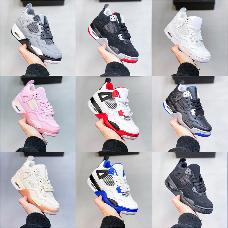 

2022 Sneakers Jumpman 4 4s Kids Basketball Shoes Fire Red University Blue PS Sail Pink Pure Money Hot Lava Infants Men Women Designer Trainers US 9C-5Y 26-37, As photo 10