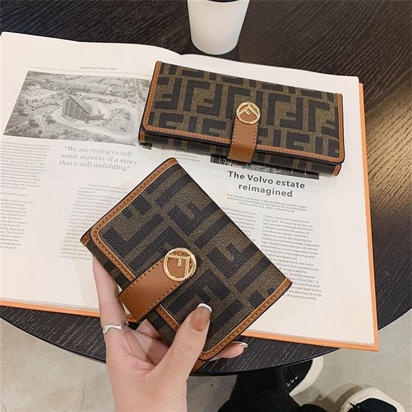 

Wallet women's short new printing retro ins student folding buckle zero wallet Long207n, Short brown