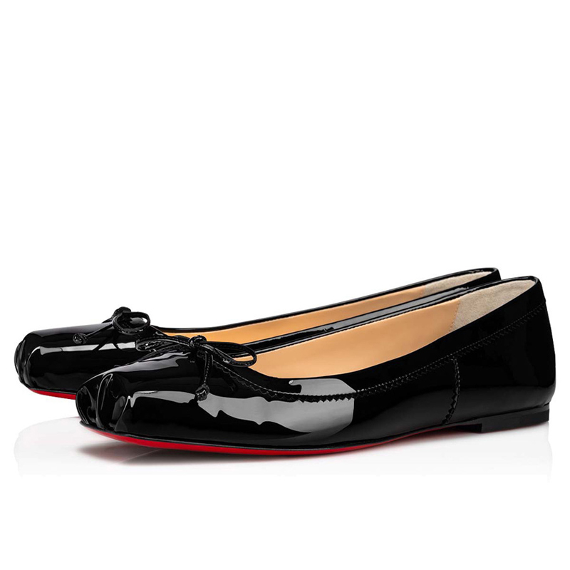 

Fashion Women Hall Flat Red Bottoms Sandals Simple Slippers Mamadrague Flats Square Leather Toe Bow Luxury Ballerinas Bowknot Bride Wedding Party Slides Box EU 35-43, #1