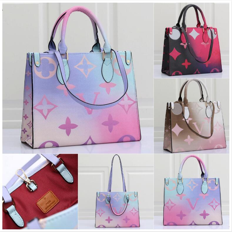 

HH Sunrise Pastel Onthego MM 25CM Totes Bag M59856 Colorful Womens Designer Handbag On The Go 2022 SPRING IN THE CITY COLLECTION Pink Coated, #1