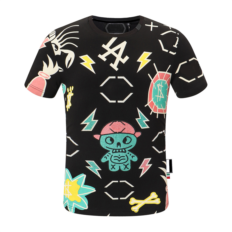 

2022 Summer Plain Men's T-Shirts Cotton Women Clothes Funny Short Sleeve O Neck Tees Printing Phillip T-Shirts PP Size :M-L-XL-XXL-XXXL top010, Black