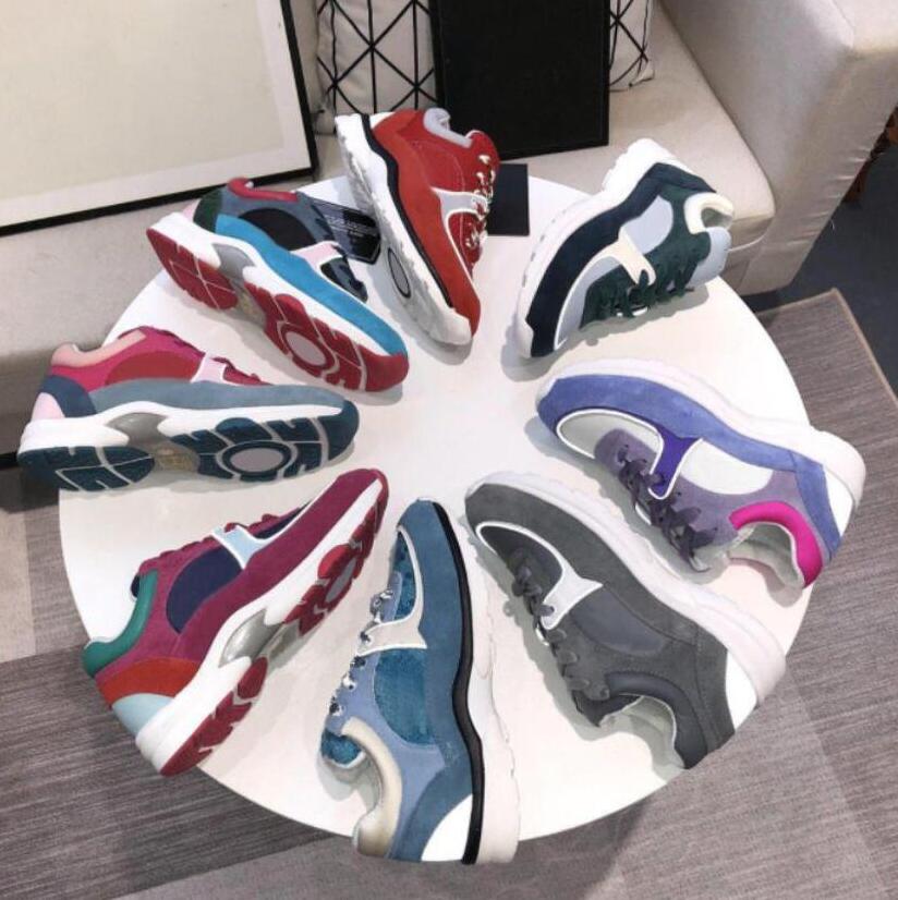 

designer luxury sneaker men women reflective casual shoes Genuine Leather sneakers party velvet calfskin mixed fiber top quality shoe 35-45, Box