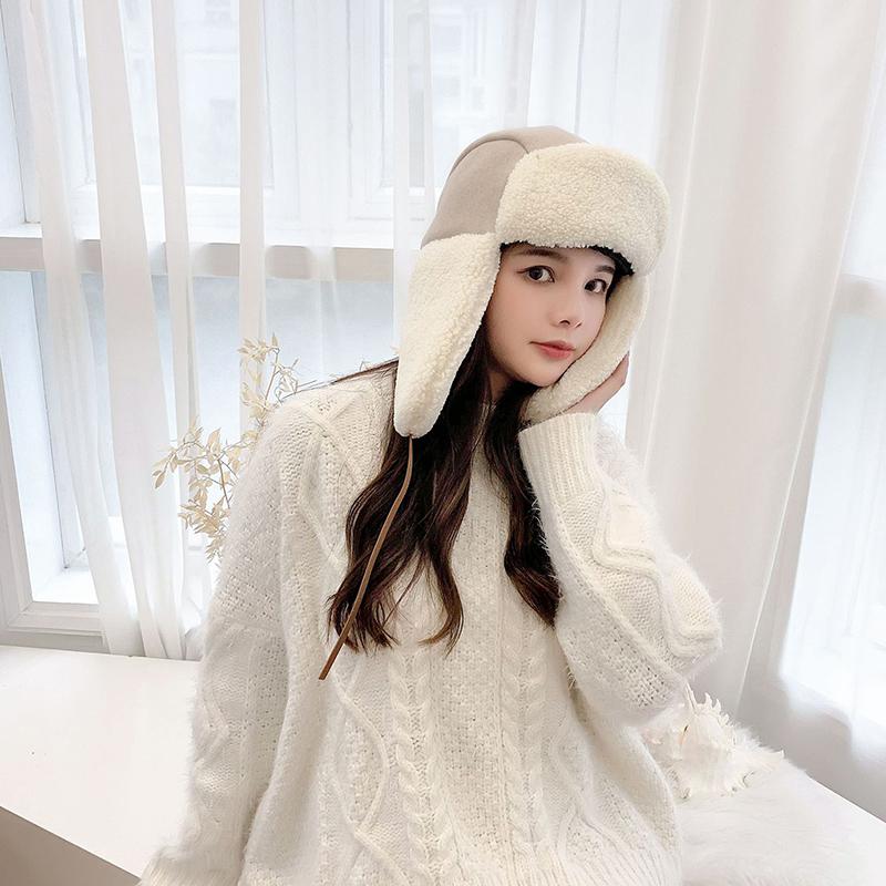 

Berets Ladies Warm Earmuffs Thicken Ear-flapped Hat Winter Cashmere Plush Cotton Cat Ears Cap Russian Bomber, Green