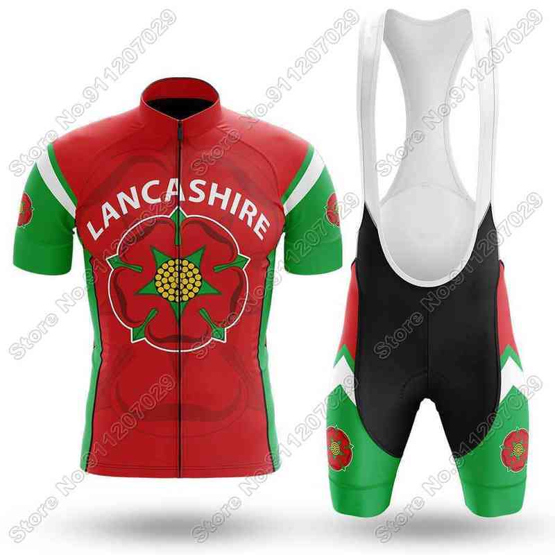 

Men Lancashire Cycling Jersey Set 2021 UK Cycling Clothing Road Bike shirts Race Suit Bicycle Shorts Maillot
