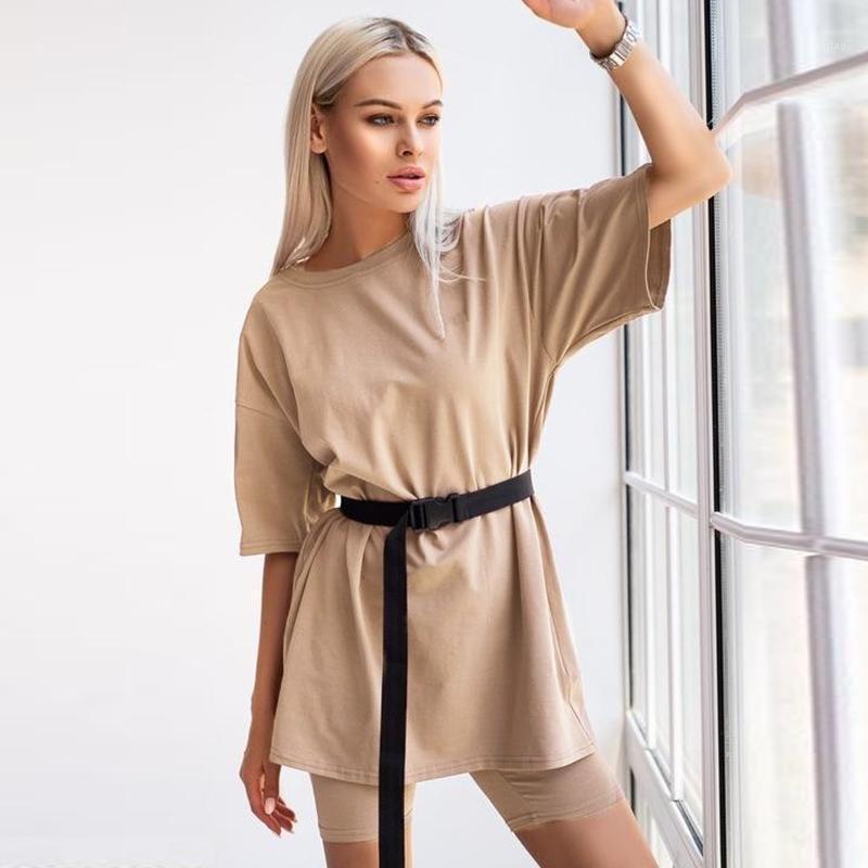 

Women Two Piece Set Lounge Wear Including Belt Casual Summer Homewear Loose Sports Shorts Sets Leisure 2 Suit 2022 Joggers, Brown