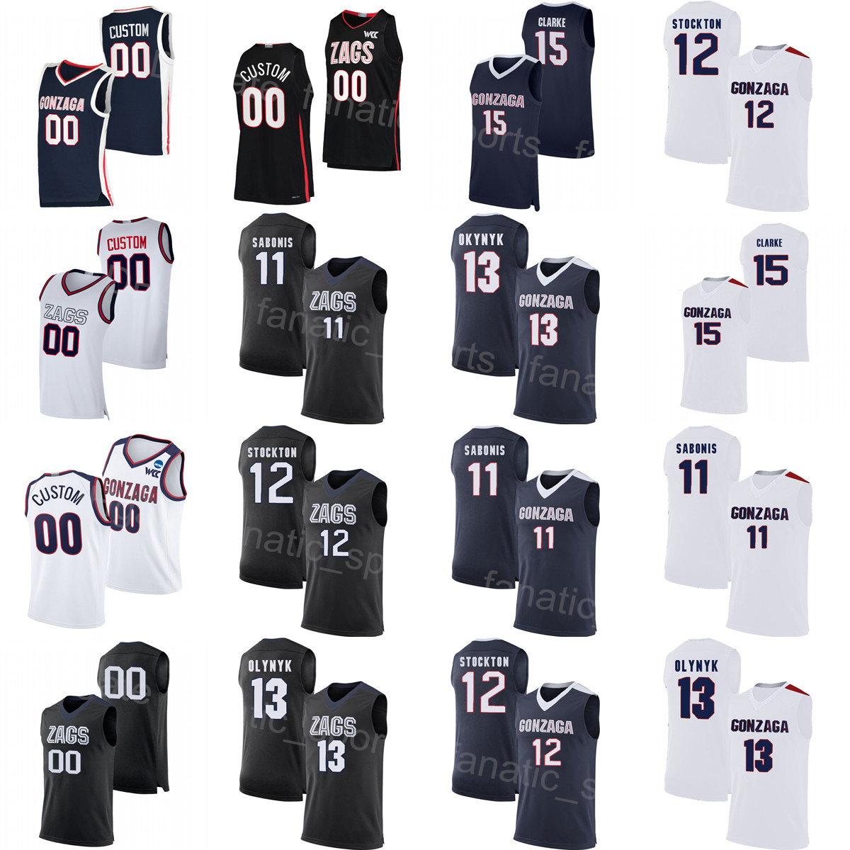 

NCAA Gonzaga Bulldogs College Basketball 15 Brandon Clarke Jerseys 13 Kelly Olynyk 11 Domantas Sabonis 21 Rui Hachimura John Stockton 12 Breathable University Top, Navy blue