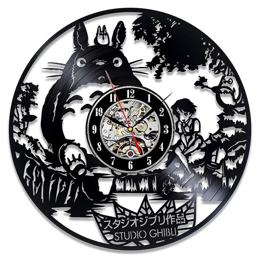 

Studio Ghibli Totoro Wall Clock Cartoon My Neighbor Totoro Vinyl Record Clocks Wall Watch Home Decor Christmas Gift for Children Y286F
