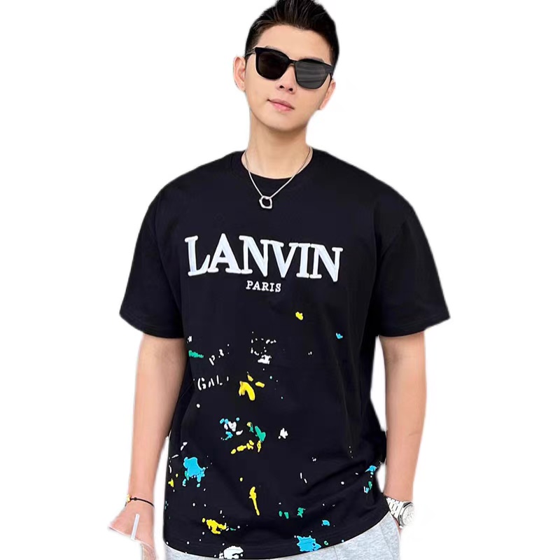 

Men And Women Lanvin Gal Joint T Shirt 100% Cotton Hand Painted Splash Graffiti Letters Loose Short Sleeve Round Neck T-shirt 2022