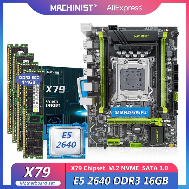 

Motherboards MACHINIST X79 Motherboard Kit LGA 2011 With Xeon Set E5 2640 Cpu Processor DDR3 16G(4*4) ECC Ram Memory Nvme M.2 M-atx 282H