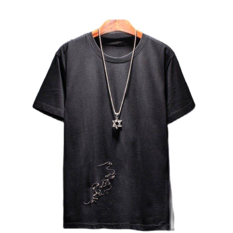 

Women's T-Shirt Summer 2022 Fashion Loose Short-sleeve For Women Casual Personality Pattern Embroidery Round Neck Female Tops, Black