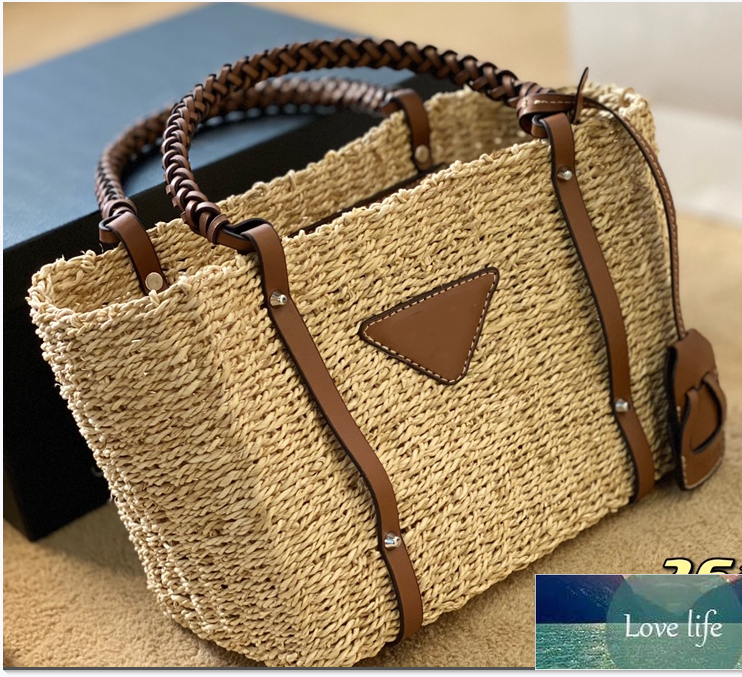 

High-quality Designer Portable Tote Bags Handle Purses Bag with Leather Straw Woven Summer Sunshine Latest Women Handbag, Khaki