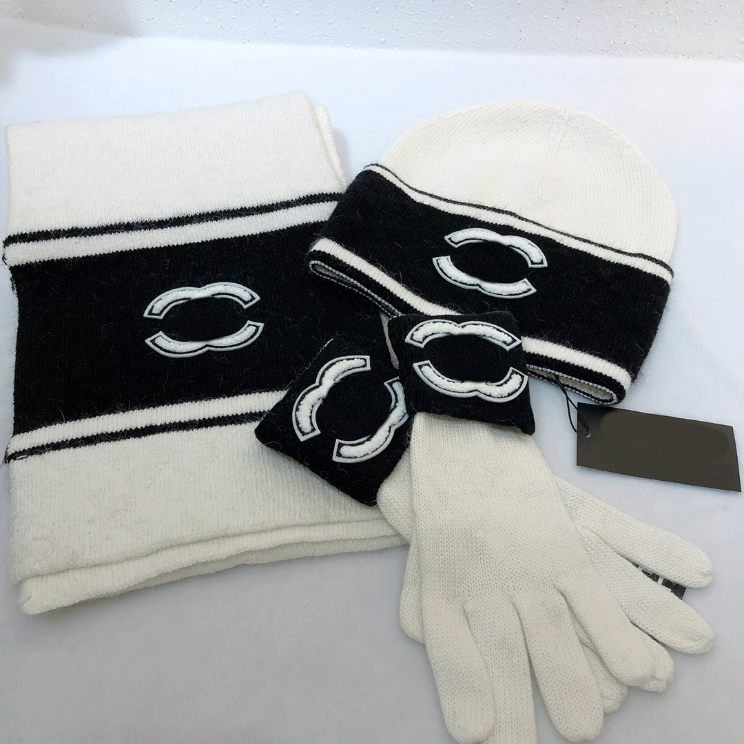 

High Quality Hats Scarfs Set For beanies Men Women Winter 3 Piece Design Shawl Designer Baseball Caps Scarves Wool Beanie Wrap Hawaii Scarf Hat Glove Sets Box 145