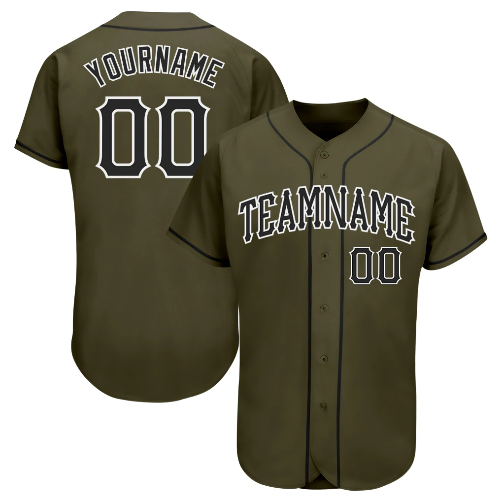 

Custom Olive Black-White Authentic Salute To Service Baseball Jersey 67868, Youth size s-xl