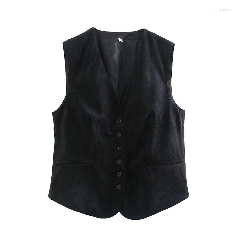 

Women's Vests Nlzgmsj ZBZA Women 2022 Spring Vest Thin Loose Waistcoat Ladies Fashion Cardigan Outwear Velvet Sleeveless Tops Chic Luci22, As picture