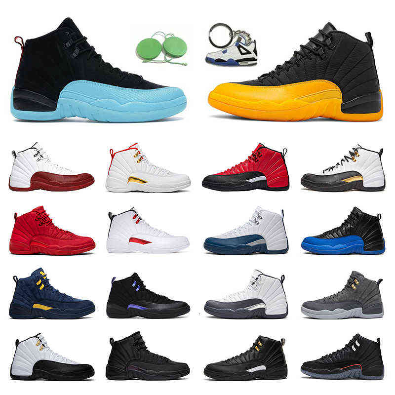 

Fashion men Outdoor shoes Jumpman 12 12s Gamma Blue University Gold Game Royal Indigo The Master outdoor trainer sport sneakers, Dark grey
