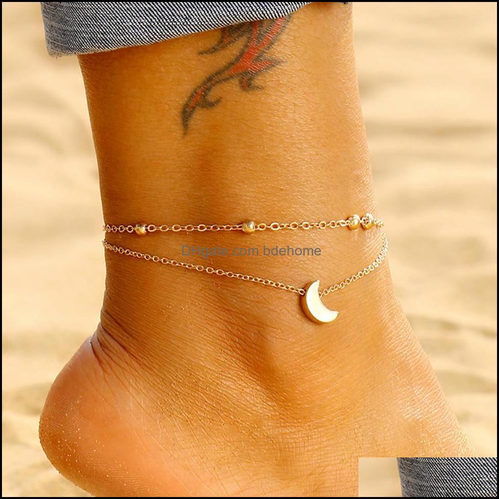 Anklets Jewelry Moon Anklet Female Barefoot Sandals Foot Fashion Ankle Bracelets For Women Leg Chain Drop Delivery 2021 Fqi59