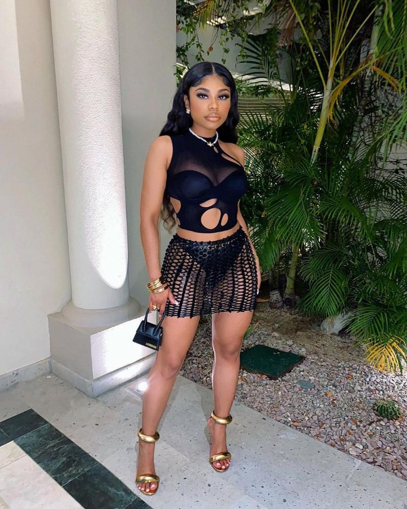 

Work Dresses 2022 Special Sexy Beach Set Young See Through Lace One Off Shoulder Pencil Skirts Skinny Women 2 Piece SetWork, Black