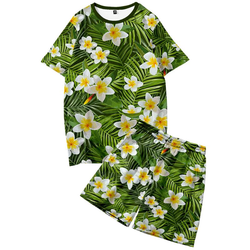 

Men's Tracksuits Floral Leaves Printed Hawaiian Beach Short Sleeve T-Shirt Shorts Casual Streetwear Loose Basketball Clothes Size XXS-4XLMen, Suit 9