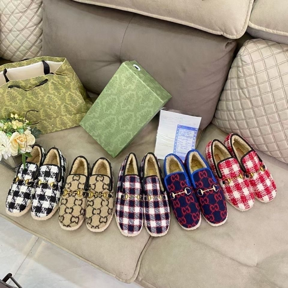 

Designers buckle loafers shoes Flat women straw soles with plaid velvet Shoe Double G Red and green striped ribbon Leather soles Heel folding wear design loafer 11
