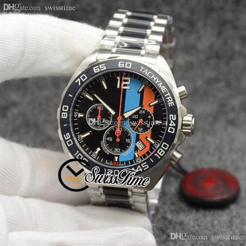 Formula 1 F1 F One Miyota Quartz Chronograph Mens Watch Two Tone Black Blue Orange Dial Subdial Stick Stainless Steel Bracele314w