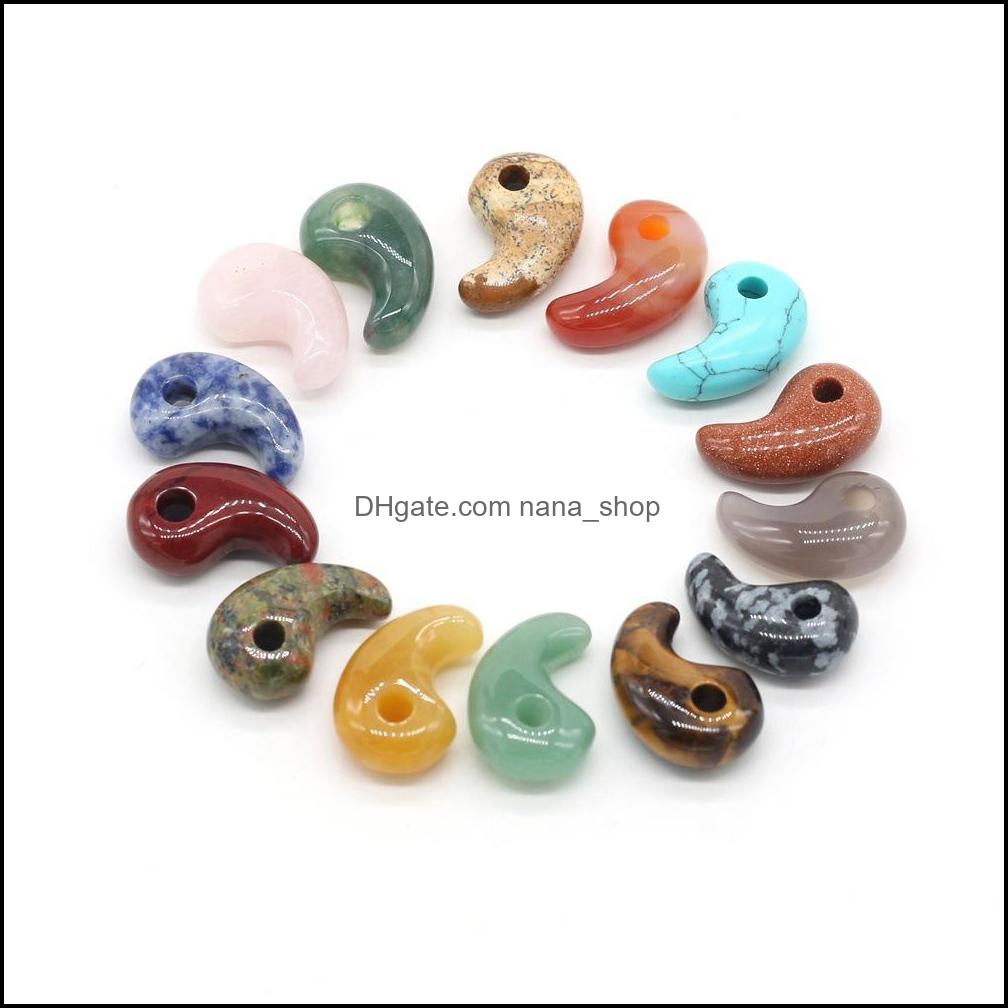 

Charms 15X22Mm Comma Shape Natural Stone Agates Crystal Turquoises Jades Opal Stones Pendant For Jewelry Making Neckla Nanashop Dh0Lh