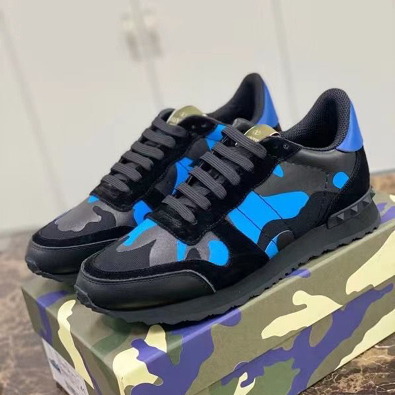 

Designer Sneakers Camouflage Rivet Casual Shoes Men Women Rockrunner''Valentinoe''Valentinoity Shoe Mesh Camo Suede Leather Trainers MKJJK0002