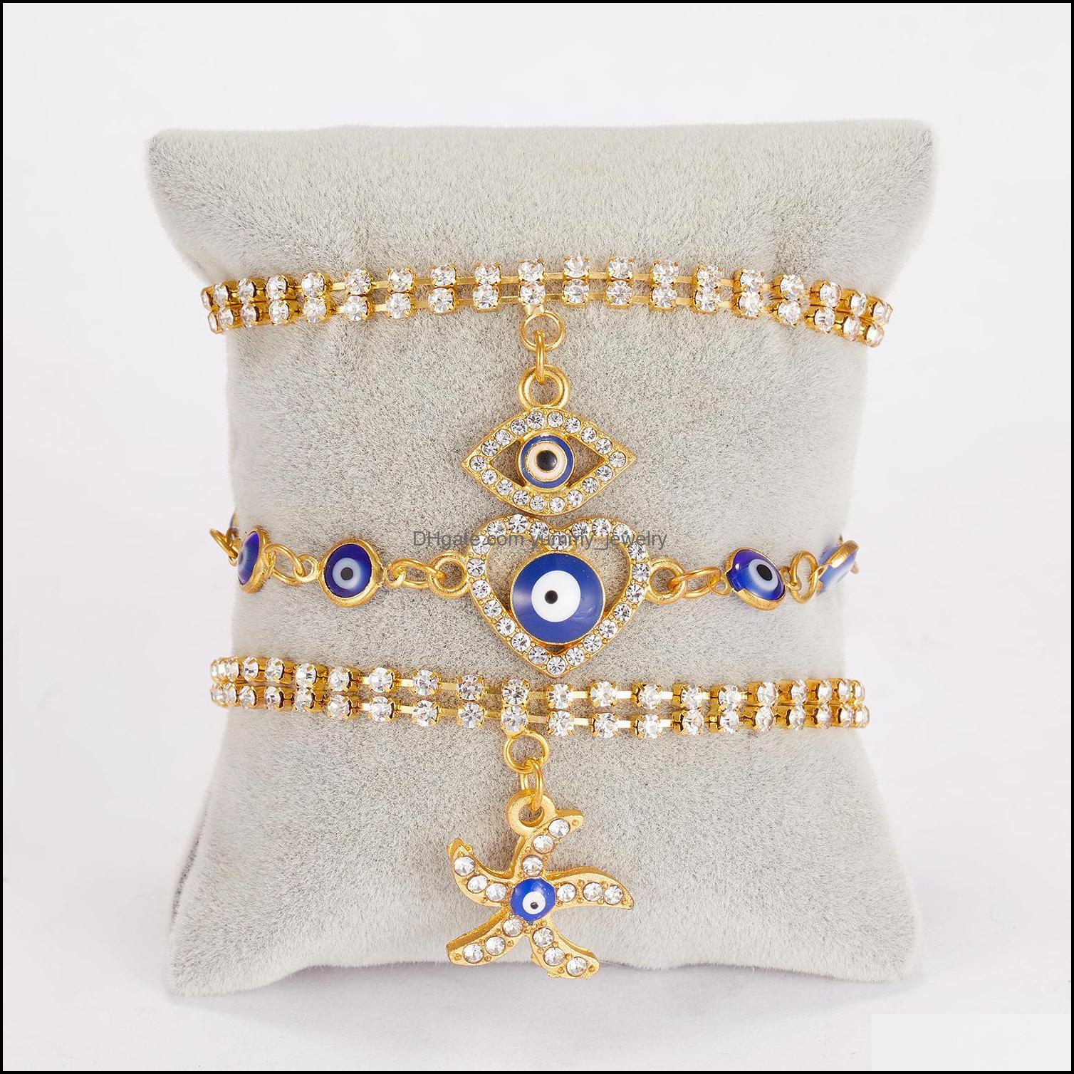 

Id Identification Bracelets Jewelry 2021 Trendy Fashion Hamsa Hand Female Blue Eyes Turkish Evil Eye Tennis Bracelet Fatima Starfish Love H