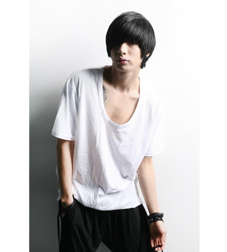 

Men' T-Shirts Summer Men' Round Neck Pullover T-shirt Korean Solid Color Simple Trend Loose TopMen, Black