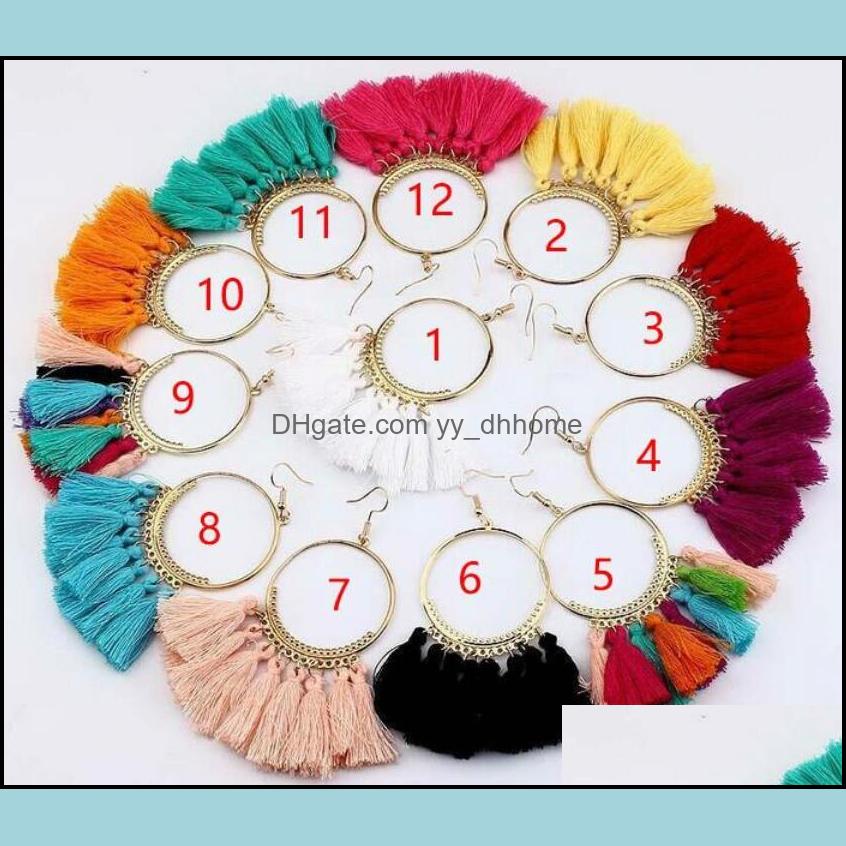 

Dangle Chandelier Earrings Jewelry Bohemian Statement Tassel For Women Vintage Round Long Drop Earring Wedding Party Bridal Fringed Gift 1