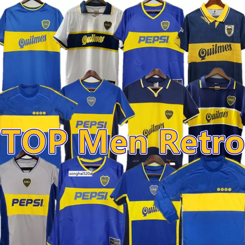 

1981 Boca juniors retro soccer jerseys long sleeve 1994 1995 1996 1997 1998 1999 2000 2001 2002 2003 2004 ROMAN MARADONA Batistuta vintage, 01/02 home