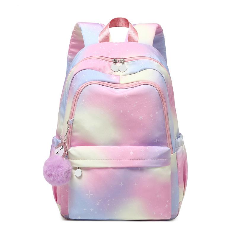 

School Bags Backpack For Girls Book Lightweight Bookbags Rainbow Print Backpacks Elementary Middle Kids