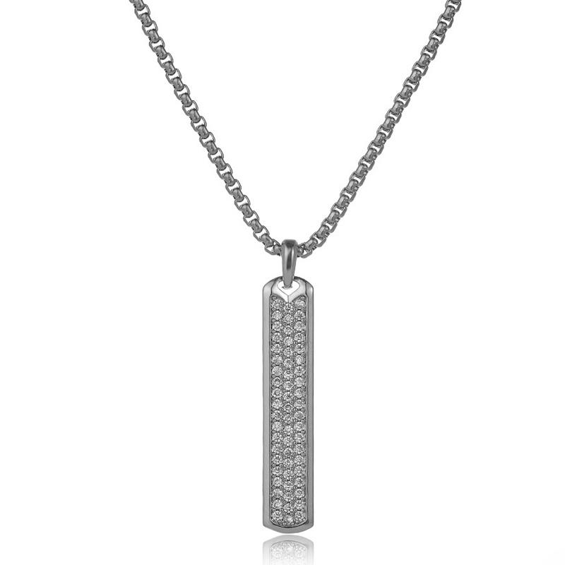 Pendentif Colliers Mode Rectangle Hommes Collier Pave Ziron Chaîne Pour Bijoux CadeauPendentif