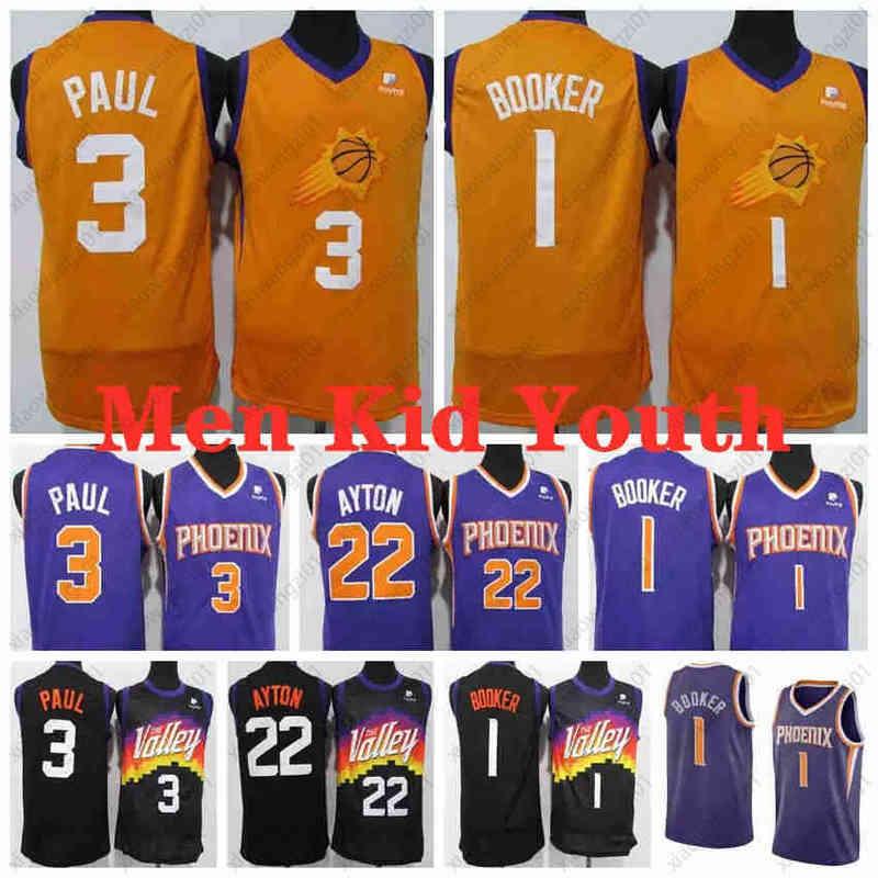 

Men Kids Devin 1 Booker DeAndre 22 Ayton Basketball Jersey Chris 3 Paul Jerseys Retro Steve 13 Nash Charles 34 Barkley Pur''nba''Jerseys