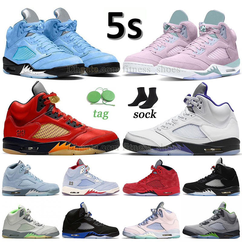 

Top Quality 5s Easter UNC Basketball Shoes Jumpman 5 UNC Concord Bluebird Jorden 5 anthracite Sneakers Mens Womens metallic blue bird bull bel air designer trainers, A47 40-47 concord