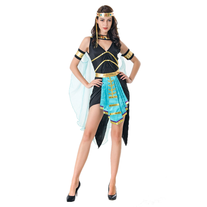 

Costume Accessories Sexy Ancient Egyptian Cleopatra Clothing Medieval Roman Greek Halloween Party Cosplay Fancy Dress, Black