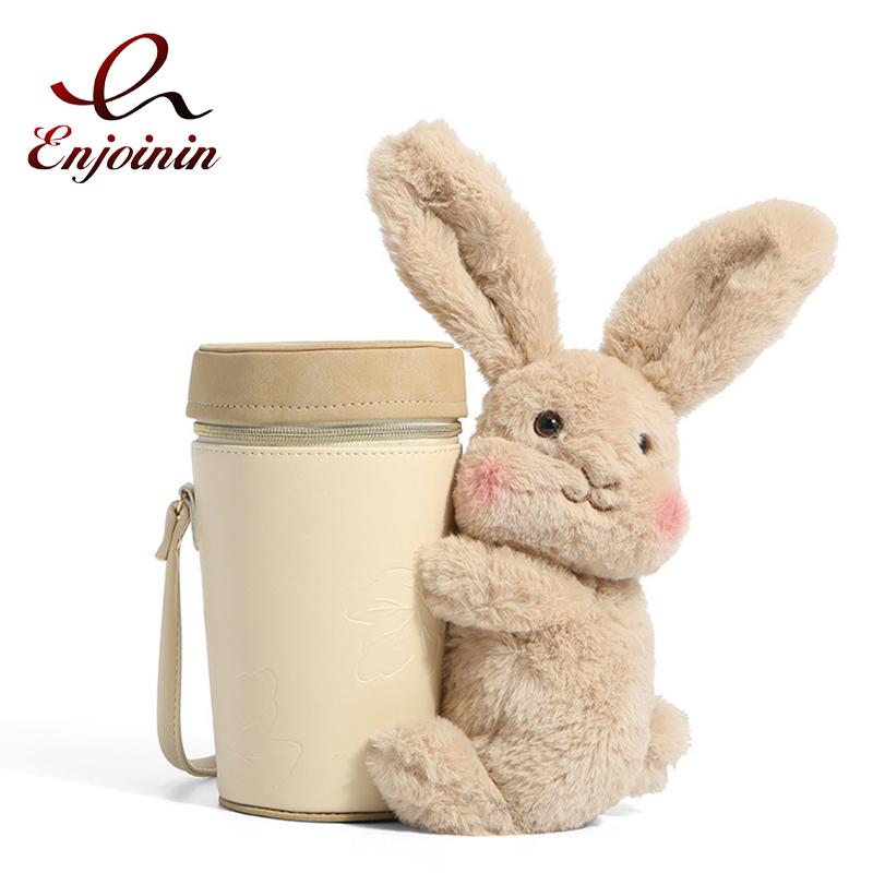 

Evening Bags Kawaii Bottle Design Shoulder Bag For Women Fashion Purses And Handbags Female Faux Fur Small Crossbody Cute Clutch, Apricot