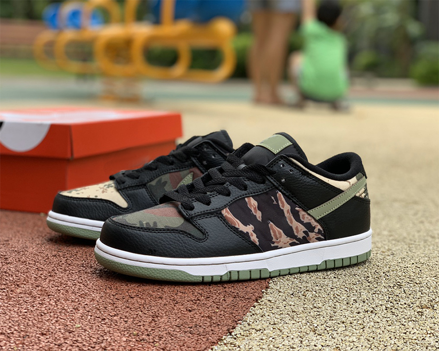 

Shoes TOP Quality SB DK Low Black Multi Camo Skateboard Black-Oil Green White Sports Outdoor Sneakers, #1