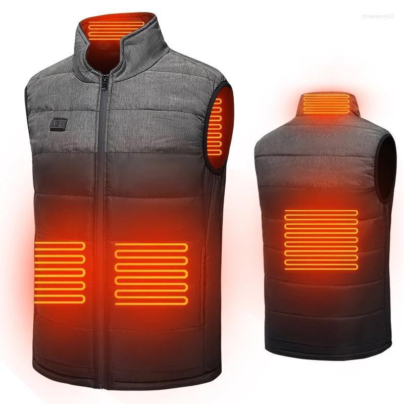 

Men' Vests 9 Areas Heated Vest Jacket Fashion Men Women Smart USB Electric Heating Coat Thermal Warm Clothing Winter Hunting Stra22, 4 areas black