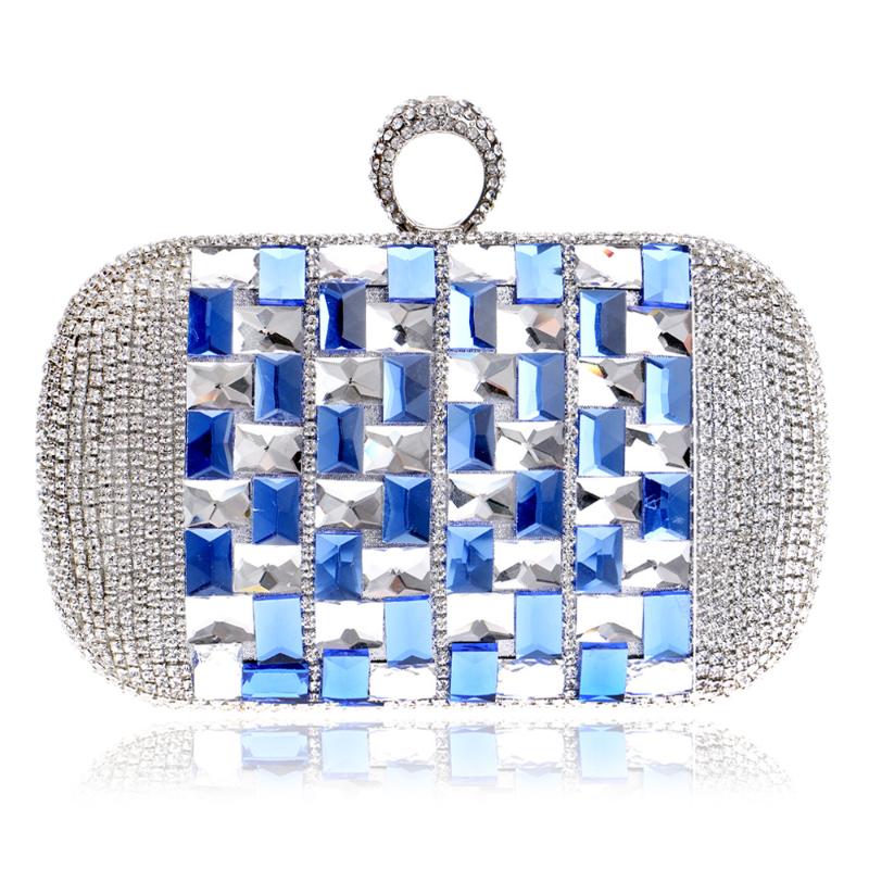 

Evening Bags Luxrious Fashion Women Bag Chain Shoulder Rhinestones Party Wedding Handbags Crystal Christmas Gift Purse YM1070Evening, Blue